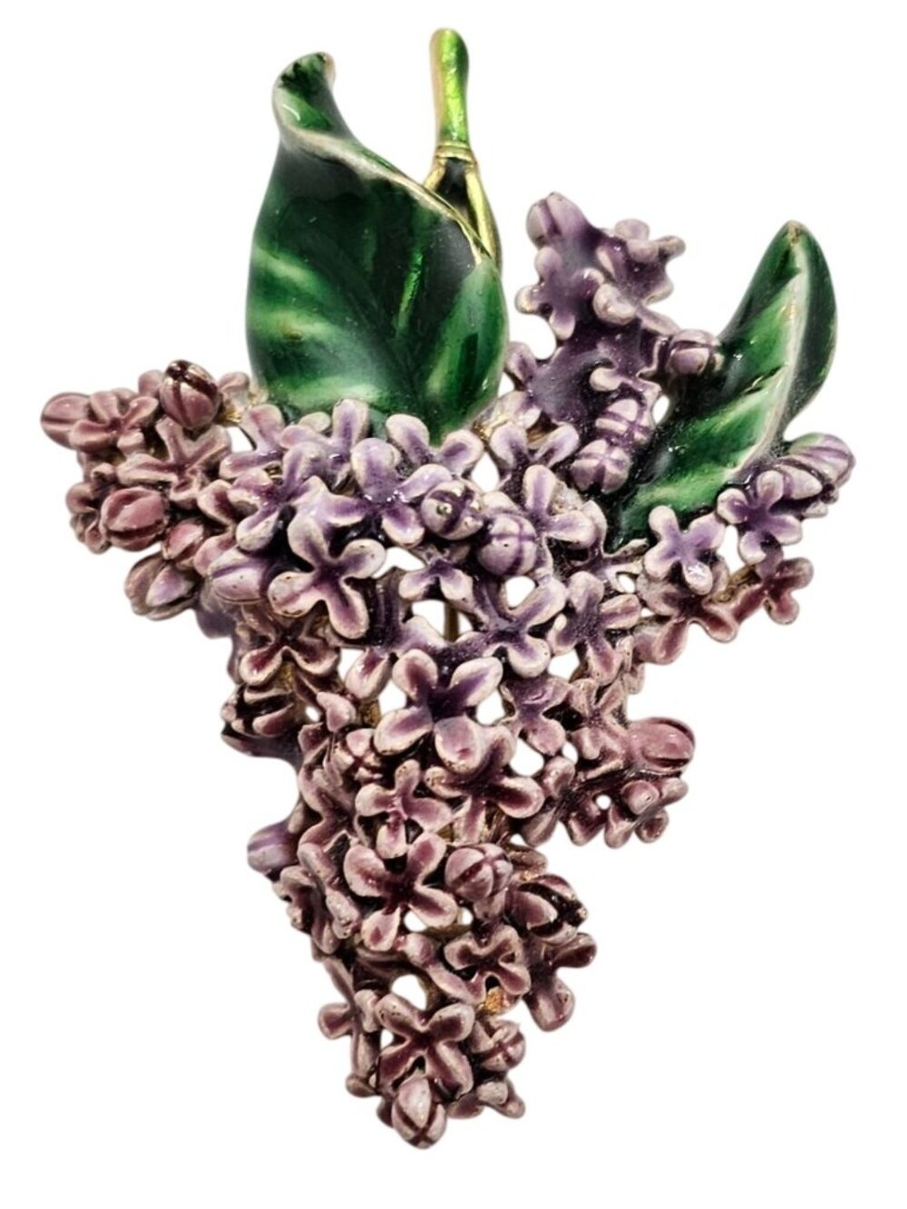 MFA Museum of Fine Arts Purple Lavender Flower Brooch Enamel Pin Signed, J768
